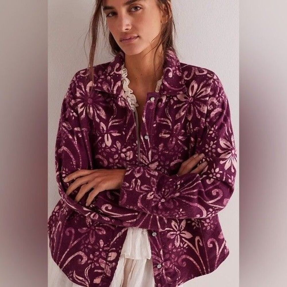 Free People We The Free  Calico Flannel Shirt Floral Printed Western XL 285321
